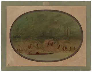 Lengua Indians Ascending the Rapids of the Rio Uruguay, by George Catlin, oil, 1862