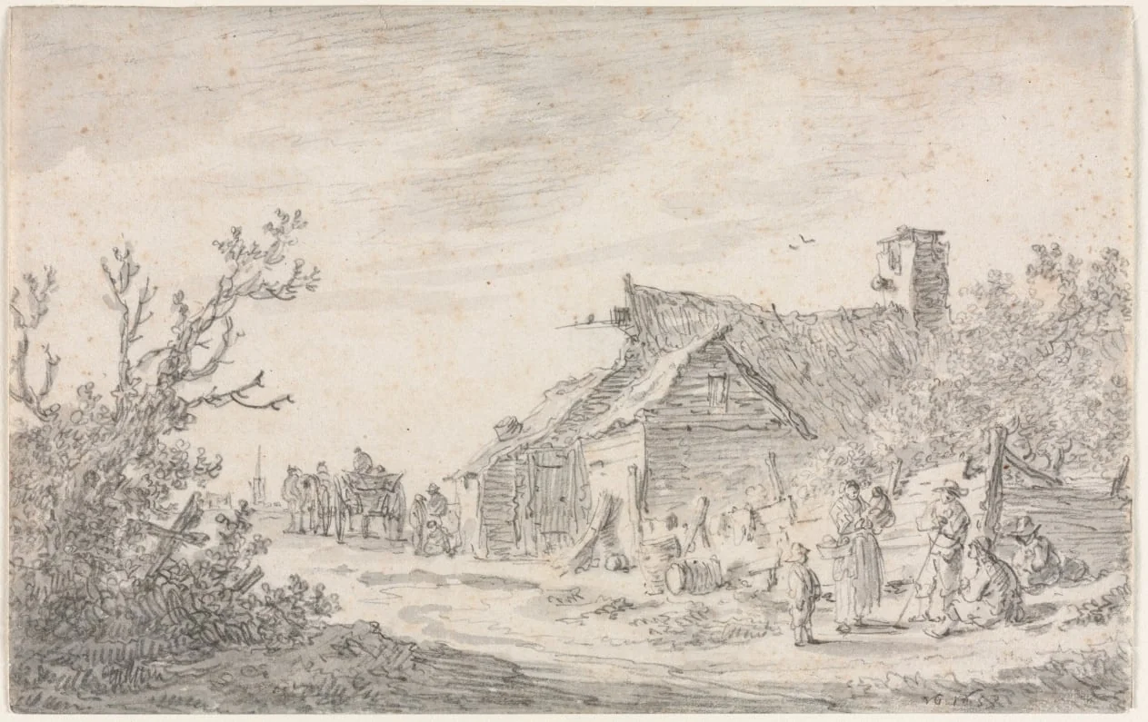 Landscape with a Cottage and Figures, detail