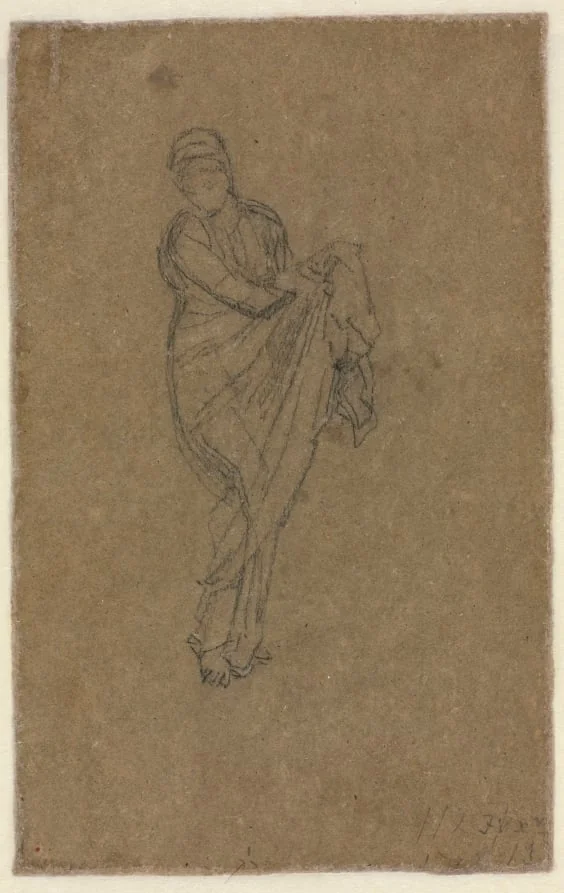 Standing Woman Holding Up Her Dress (verso), detail