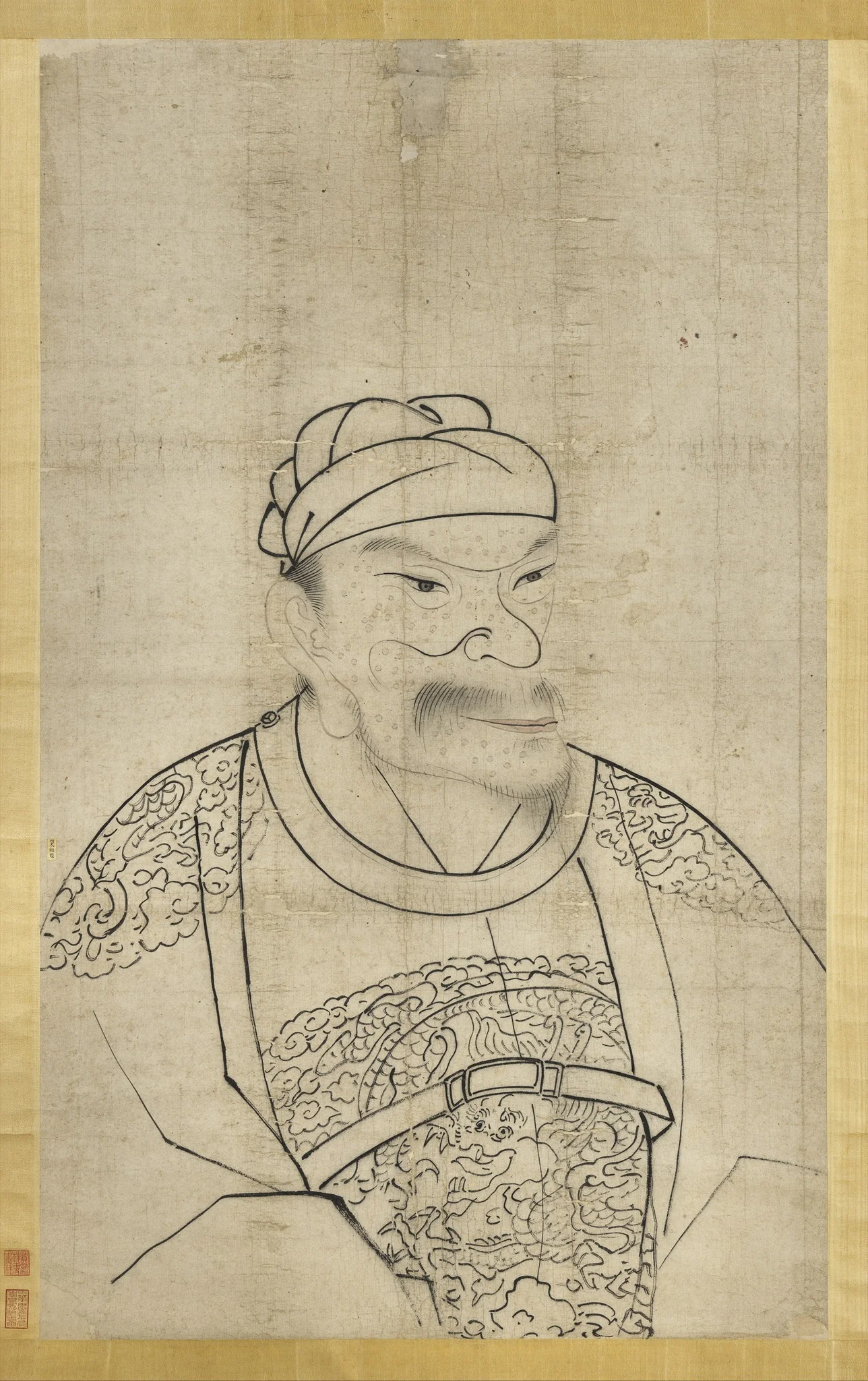明太祖半身像（三） 軸, detail