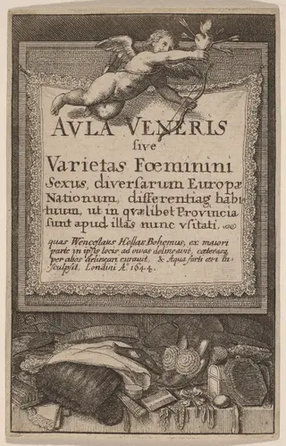 Aula Veneris: Title Page, by Wenceslaus Hollar, ink, 1644