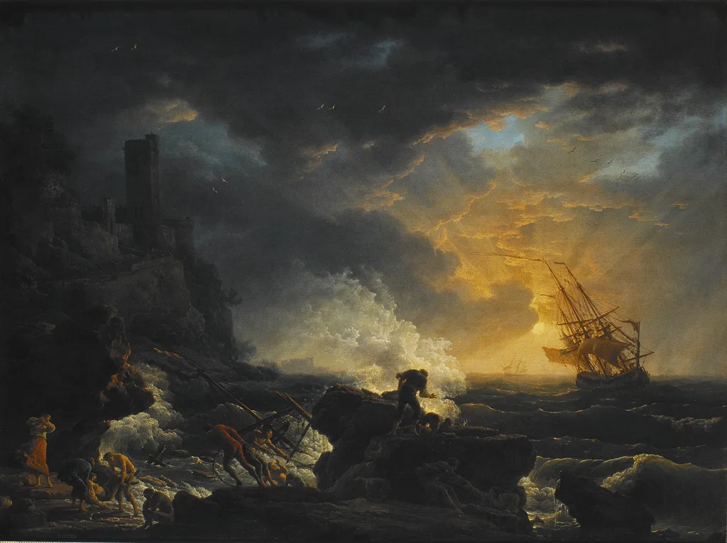 Shipwreck, by Claude-Joseph Vernet, oil, 1750