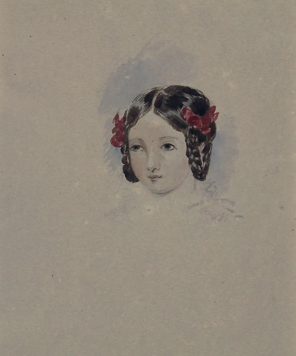 Portrait of a young woman, by Marchioness of Waterford Louisa Anne, watercolor, 1864