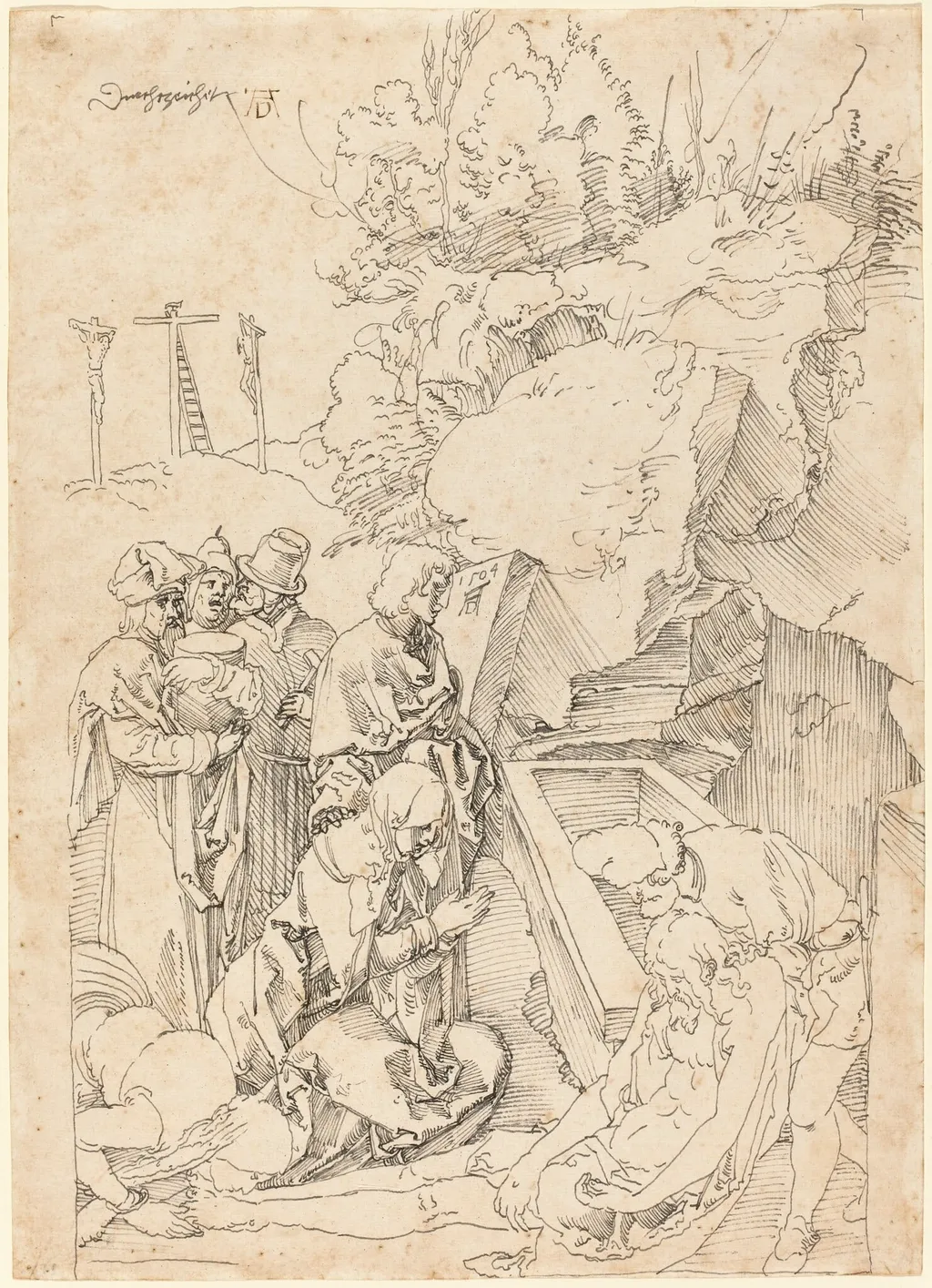 The Entombment, by Albrecht Dürer, ink, 1504