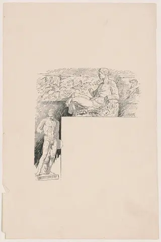 Casts from Antique Sculpture: The Parthenon, by James Henry Moser, ink, 1892