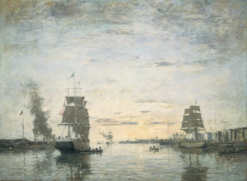 Entrance to the Harbor, Le Havre, by Eugène Louis Boudin, oil, 1883