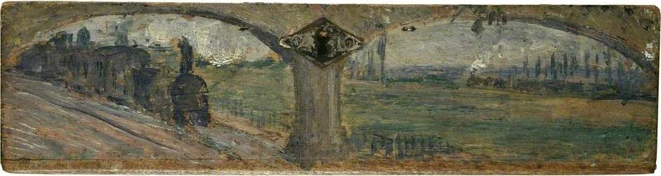 Landscape with Steam Trains, detail