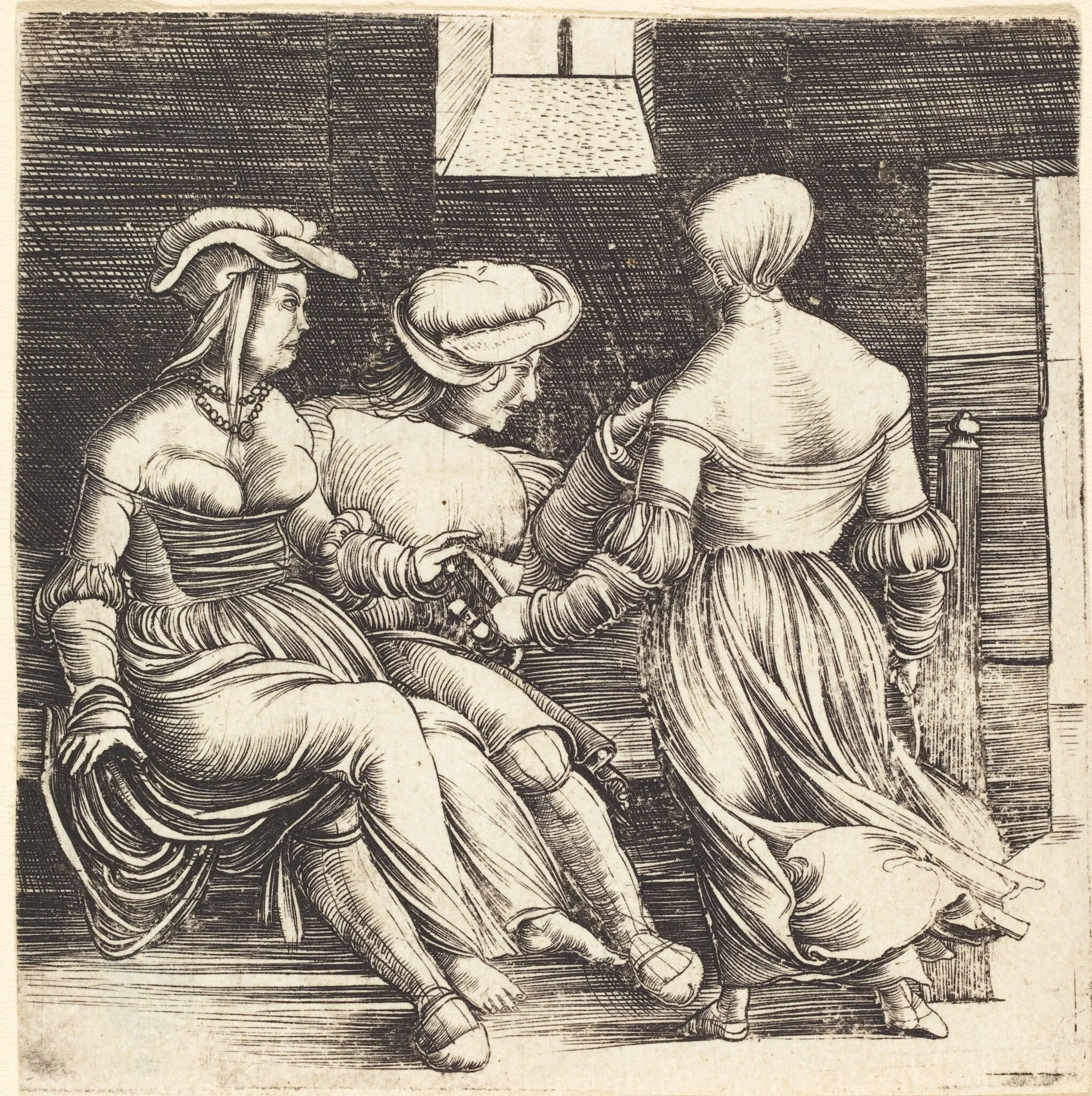 Young Man and Maids, detail