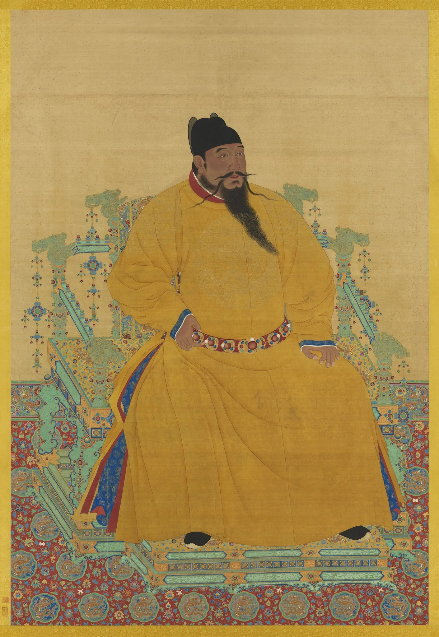 明成祖坐像 軸, detail