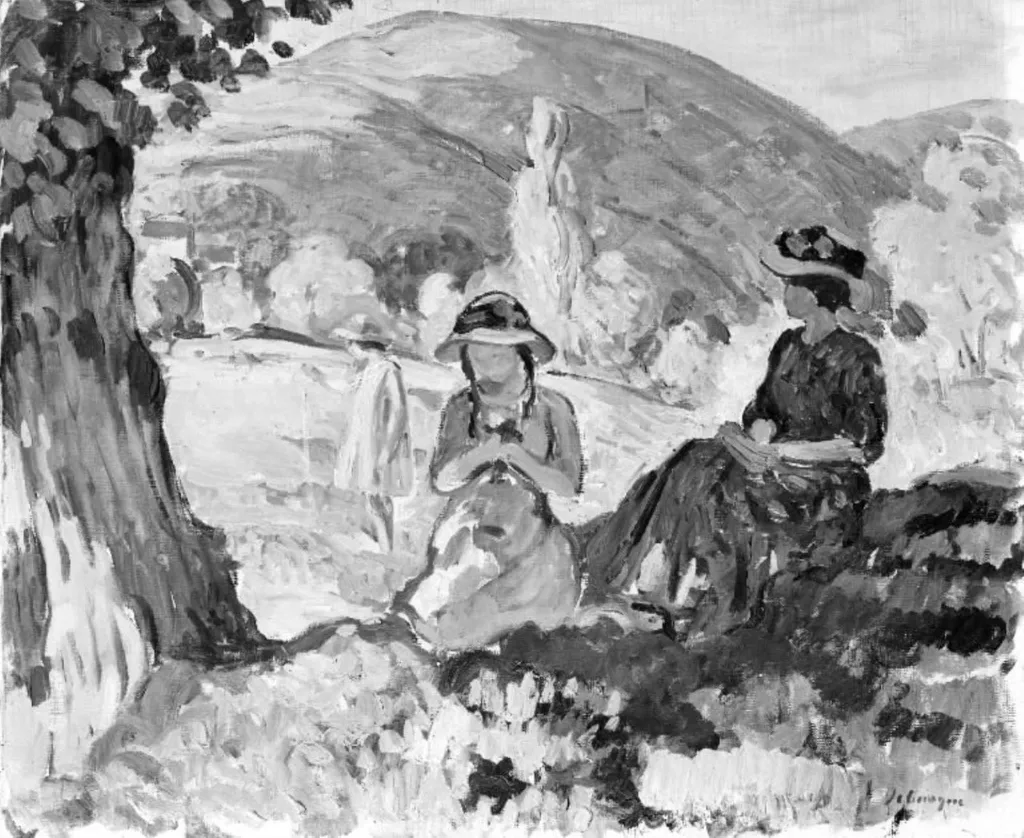 Landscape with Figures, by Henri Lebasque, oil, 1911