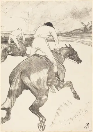 The Jockey (Le jockey), by Henri de Toulouse-Lautrec, ink, 1899