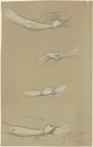 Study for "The Fates Gathering in the Stars", by Elihu Vedder, graphite, 1886