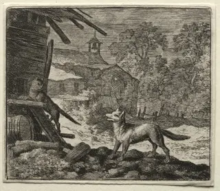 Reynard the Fox:  Reynard Deceives the Cat, by Allart van Everdingen, 1662