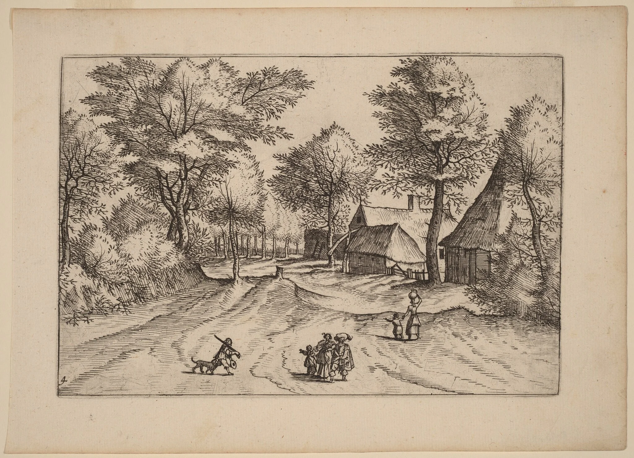 Village Road with Farm and Sheds, detail