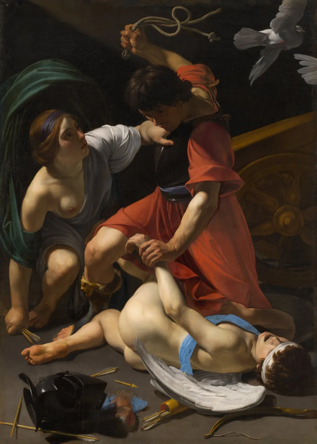 Cupid Chastised, by Bartolomeo Manfredi, oil, 1613
