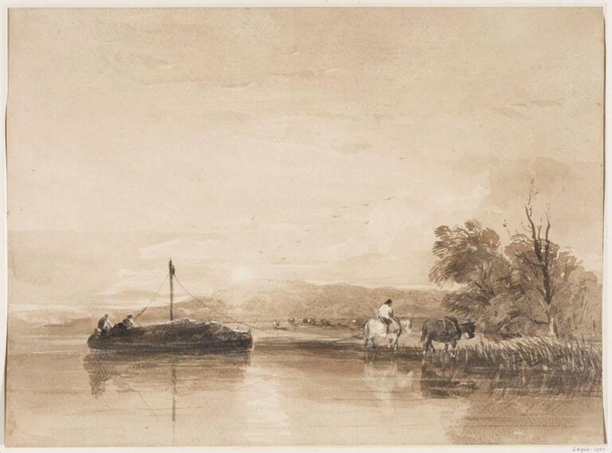 Landscape with a Setting Sun, detail