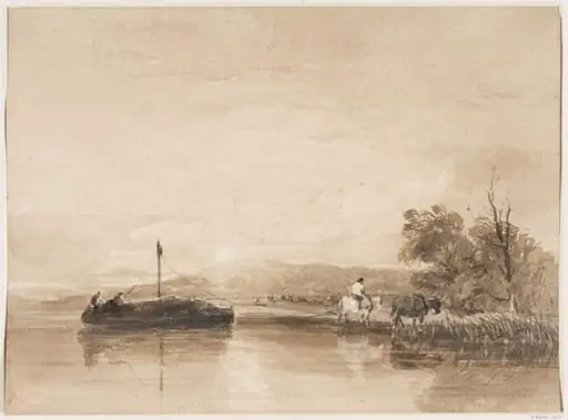 Landscape with a Setting Sun, by David Cox, 1800