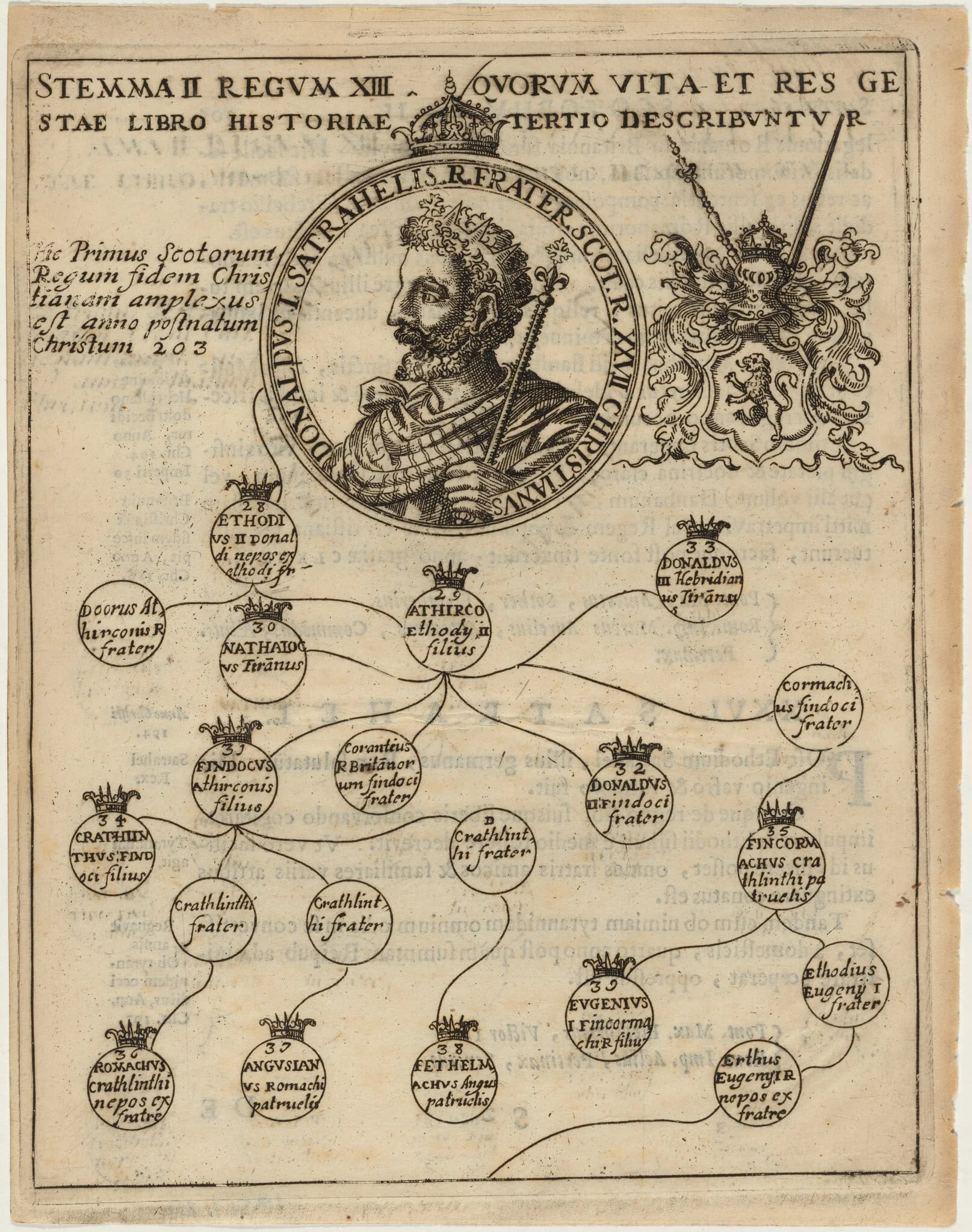Donald I of Scotland with Geneology, detail
