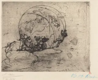 Les Amours Conduisant le Monde (Love Turning the World), by Auguste Rodin, ink, 1881