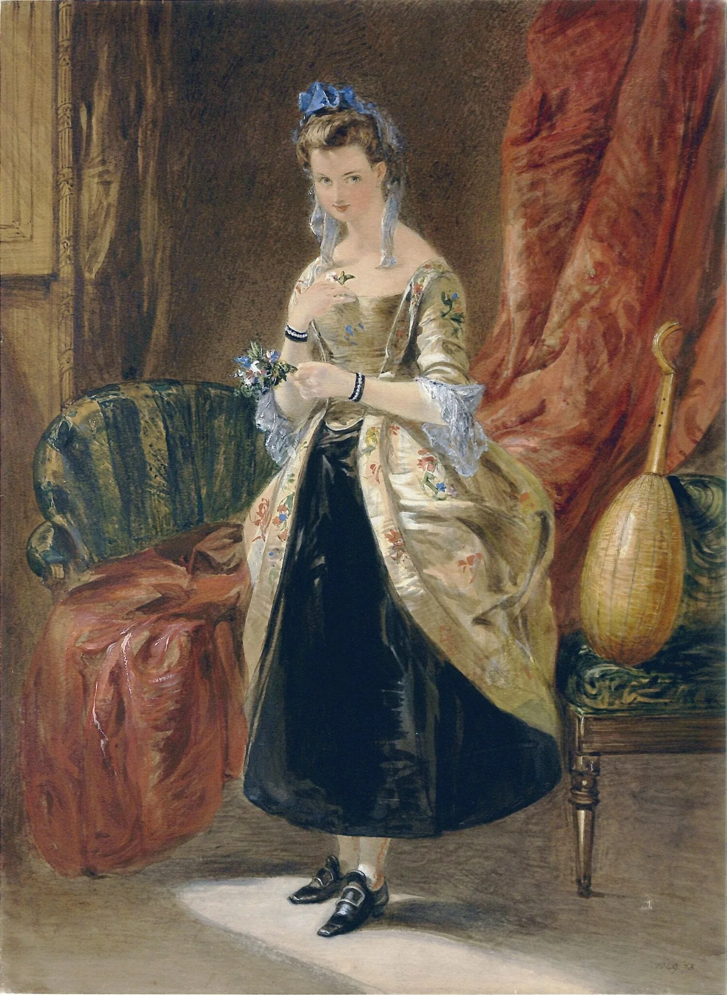 Dressed for a Ball: Girl with a Mandoline, detail
