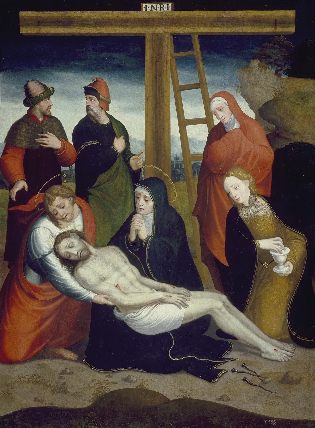 The Lamentation over the Dead Christ, by Juan Correa de Vivar, oil, 1550