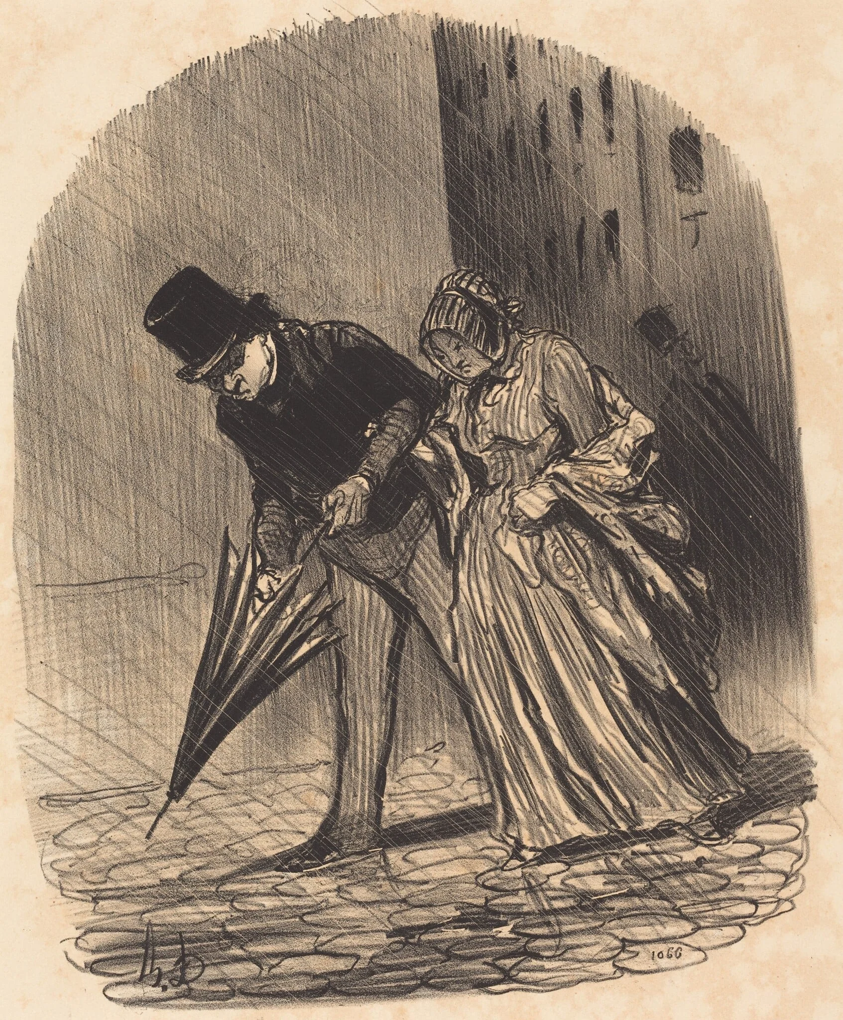 Inconvénient d'un parapluie a ressorts trop compliqués, detail