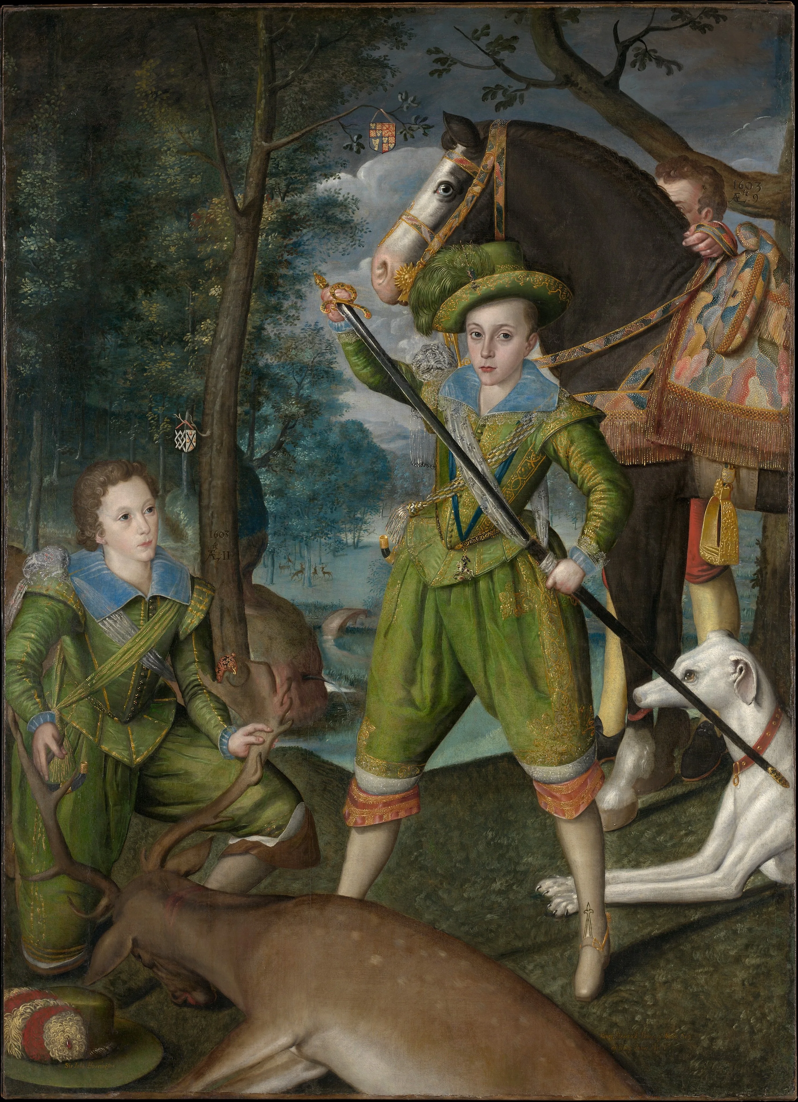 Henry Frederick (1594–1612), Prince of Wales, with Sir John Harington (1592–1614), in the Hunting Field, detail