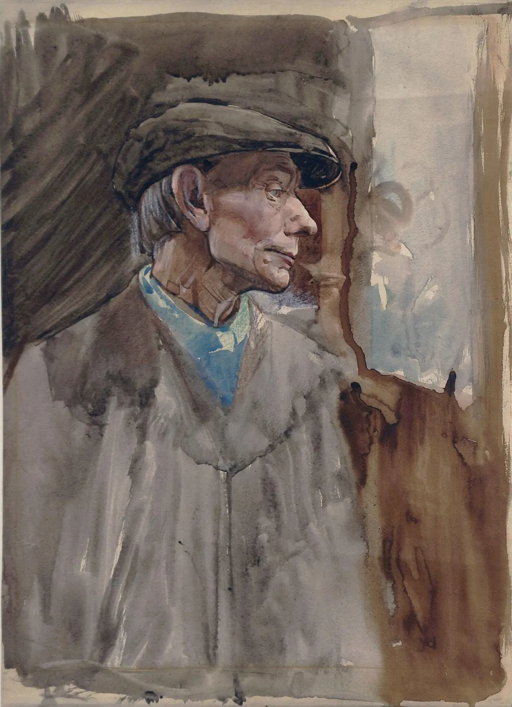 Man in a Cap, by Benjamin Williams, watercolor, 1890