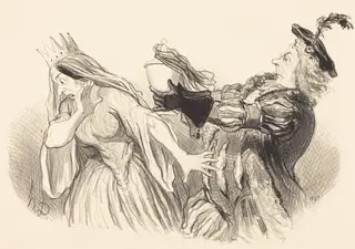 Hamlet, by Honoré Daumier, ink, 1851