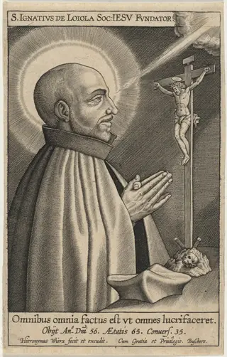 St. Ignatius de Loyola, by Hieronymus Wierix, ink, 1586