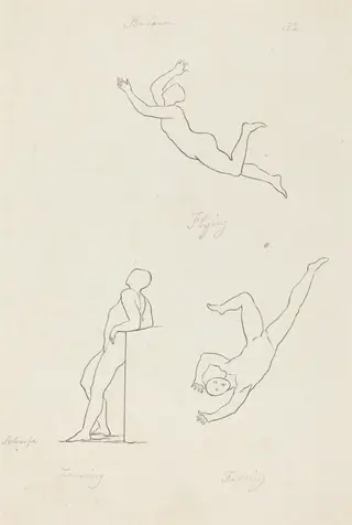 Leaning, Flying and Falling, by George Scharf, ink, 1829