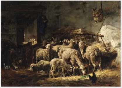 Sheep in a Barn, detail