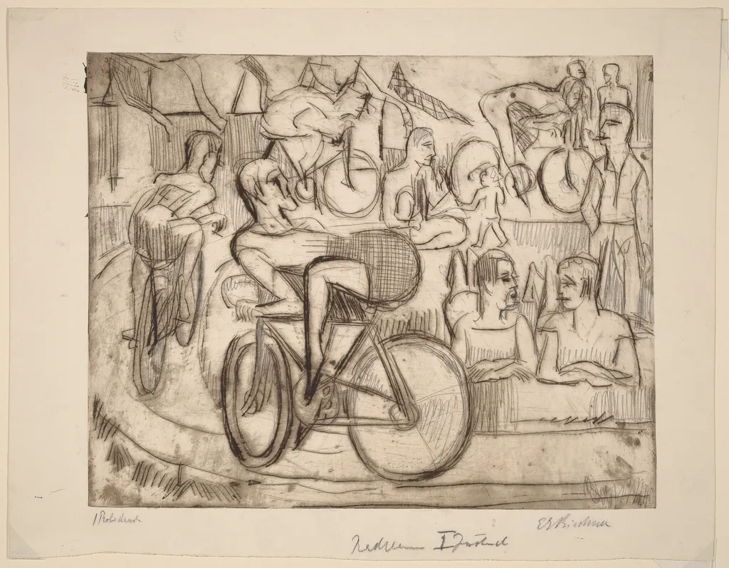 Cycle Race, by Ernst Ludwig Kirchner, graphite, 1926
