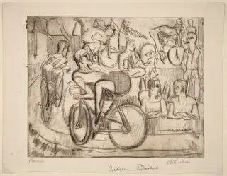 Cycle Race, by Ernst Ludwig Kirchner, graphite, 1926