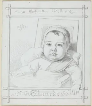 Eduard, the Artist's Infant Son, by Julius Hübner, graphite, 1842