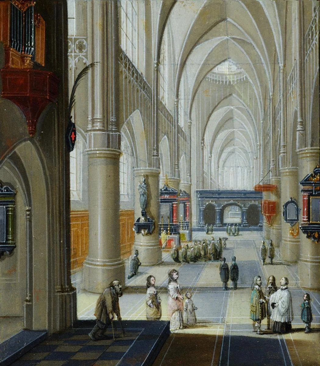 Zwei Kircheninterieurs (Bildpaar). Kircheninterieur: Am Tag, detail