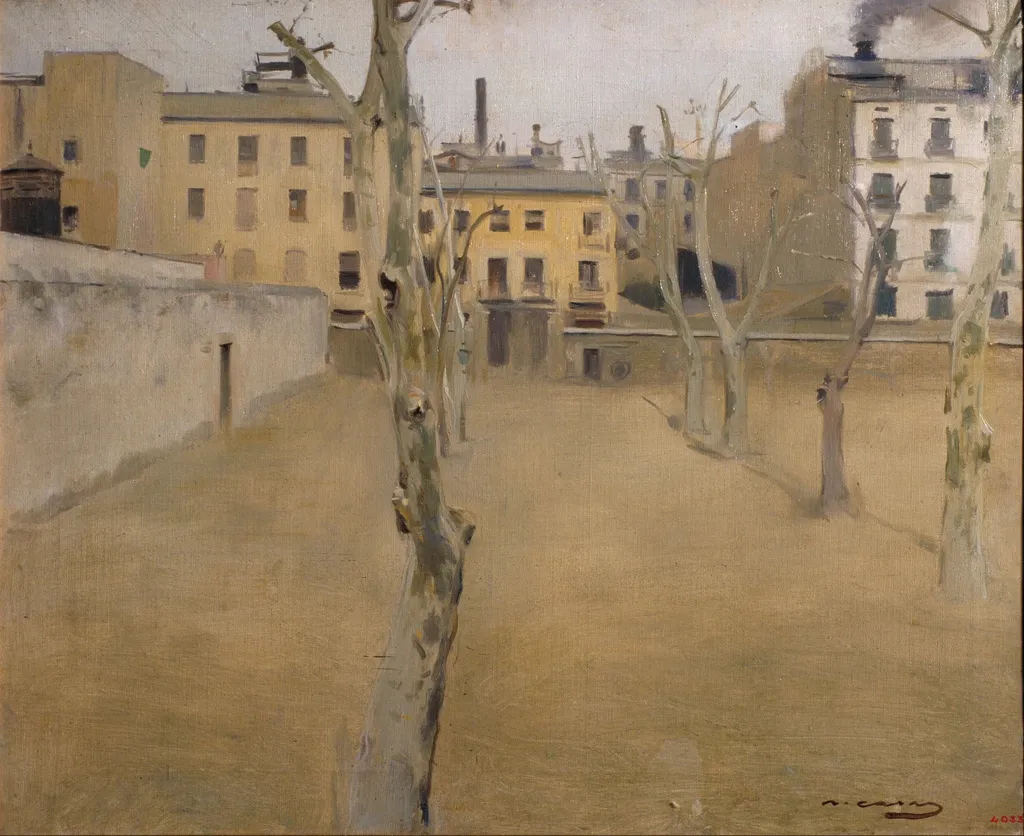 Courtyard of the old Barcelona prison (Courtyard of the 'lambs'), by Ramon Casas, oil, 1898