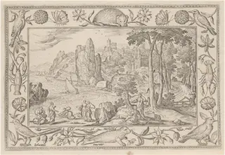 Pharaoh’s Daughter Finding Moses, by Adriaen Collaert, ink, 1584