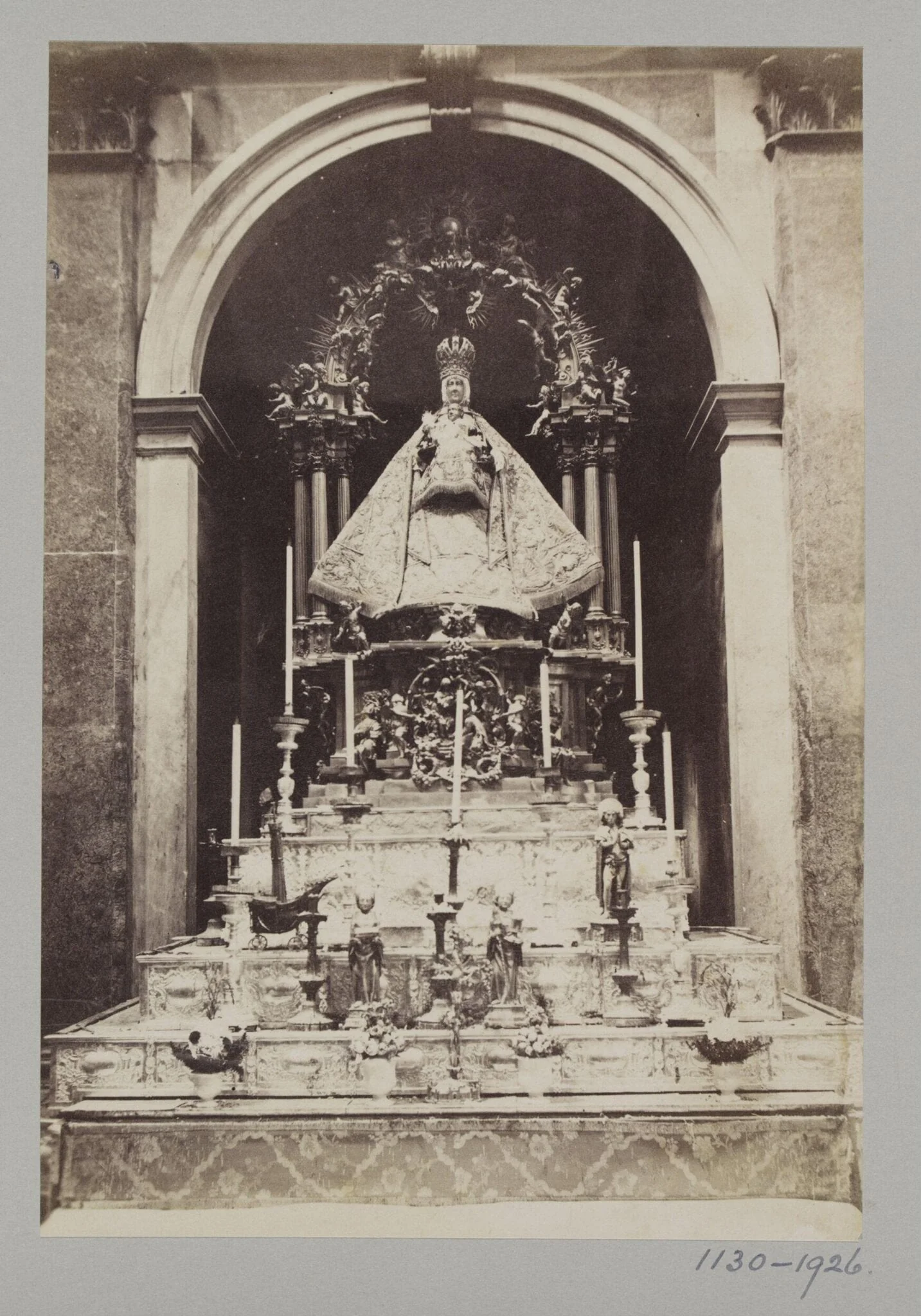 Sculpture of the Virgen del Sagrario, patron of Toledo, housed in the altarpiece of the Capilla del Sagrario in the Cathedral of Toledo, detail