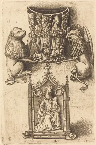 Design for a Beaker and a Pax, by Master of St. Sebastian, ink, 1480