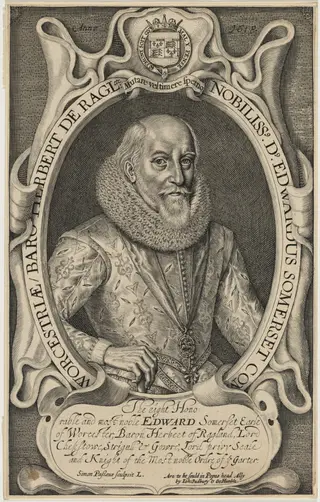 Edward Somerset, Fourth Earl of Worcester, by Simon van de Passe, ink, 1621