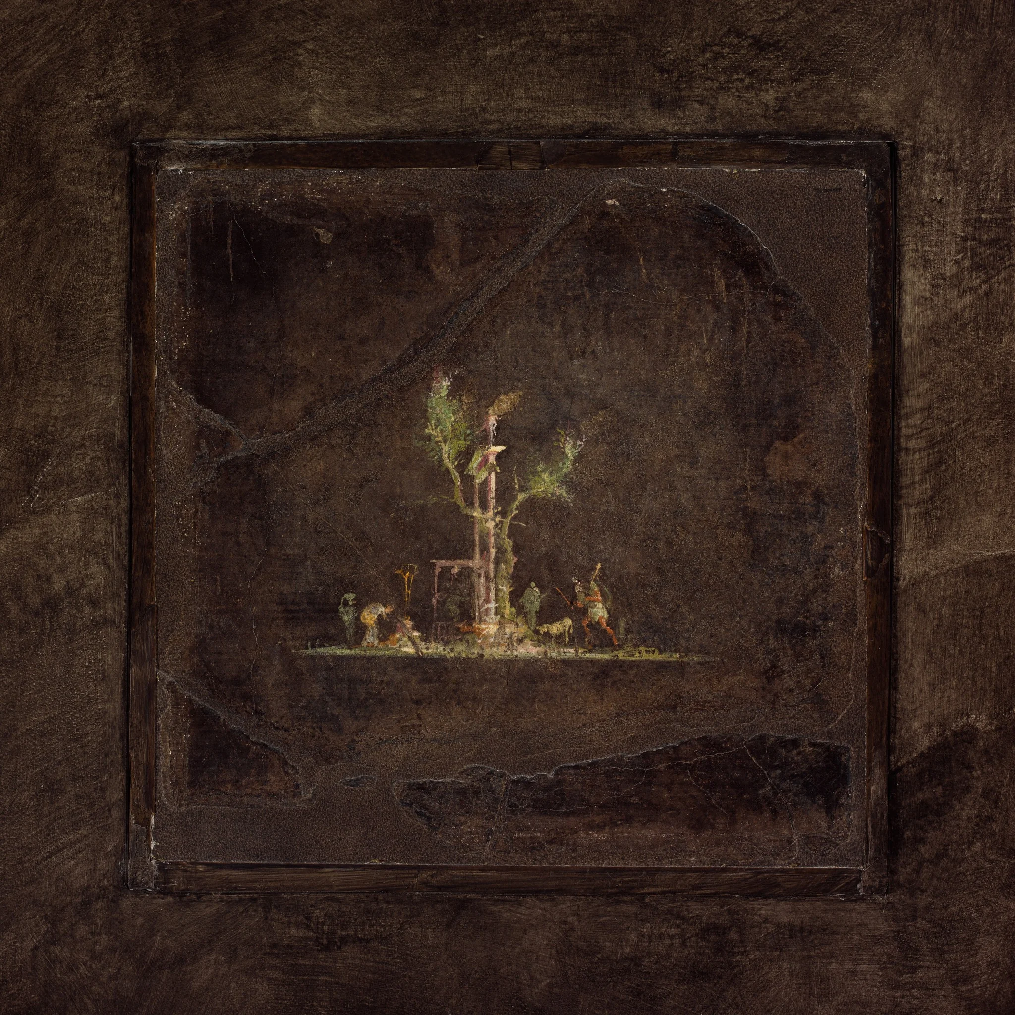 Wall painting on black ground: landscape, from the imperial villa at Boscotrecase, detail
