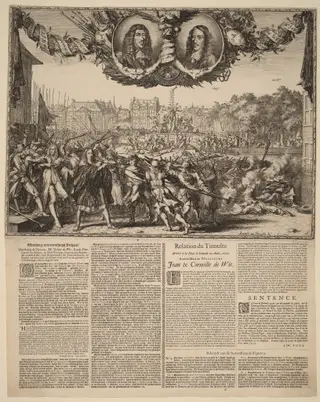 Afbeelding en waarachtigh Verhaal... (Representation of the True Story of Johan de Witt...), by Romeyn de Hooghe, ink, 1672