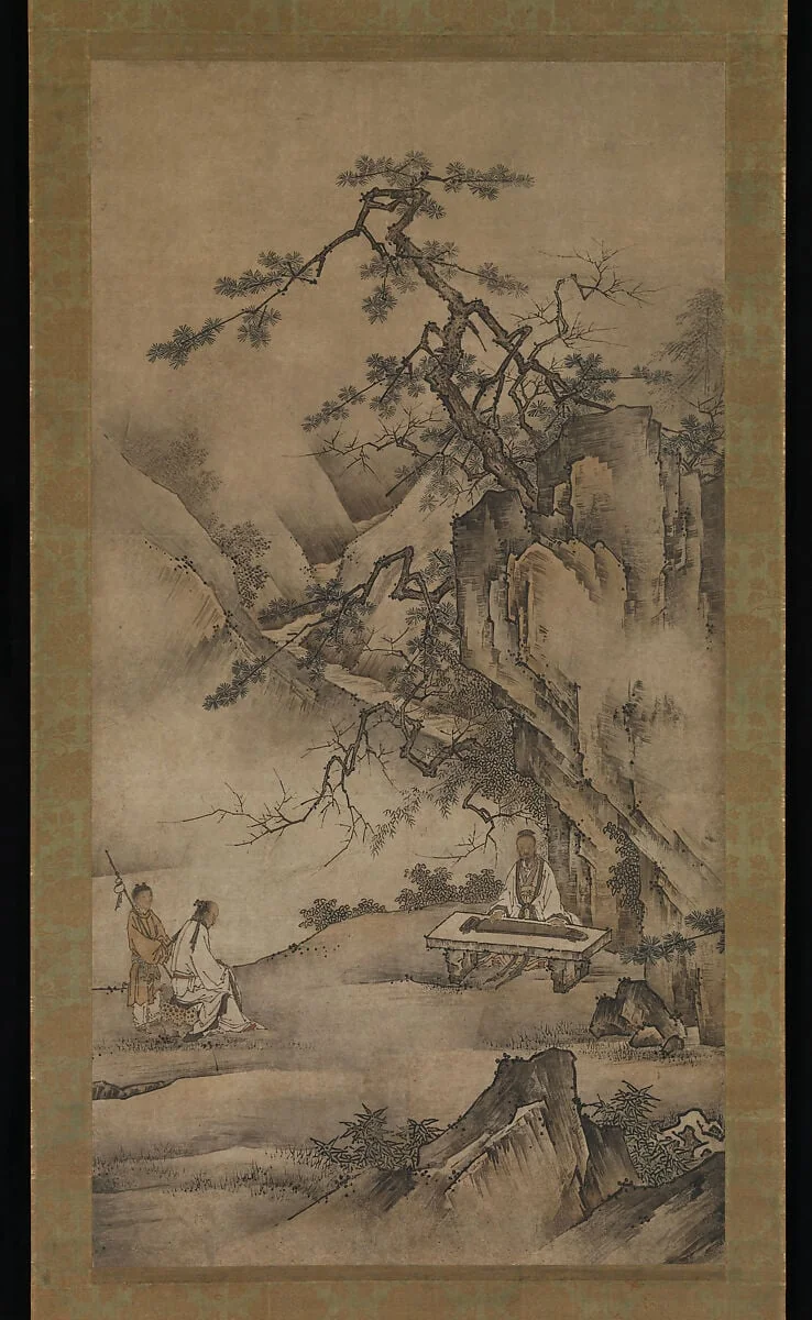 狩野元信周辺 伯牙鍾子期図|Bo Ya Plays the Qin as Zhong Ziqi Listens, detail