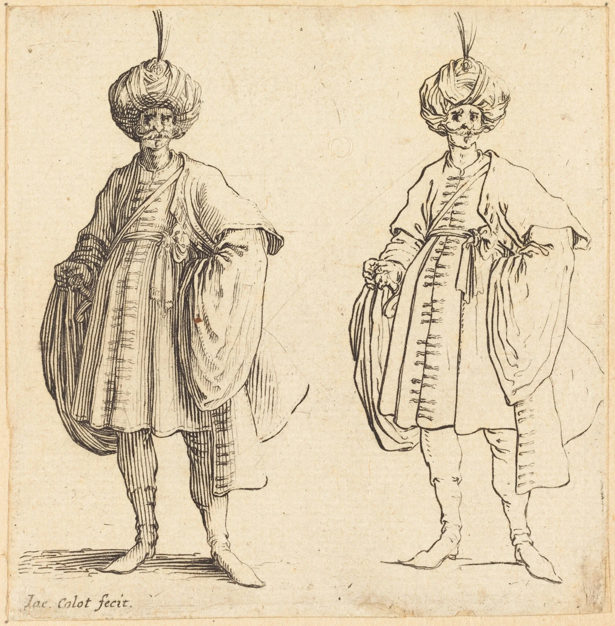 Two Turks Dressed in Turbans with a Plume, detail