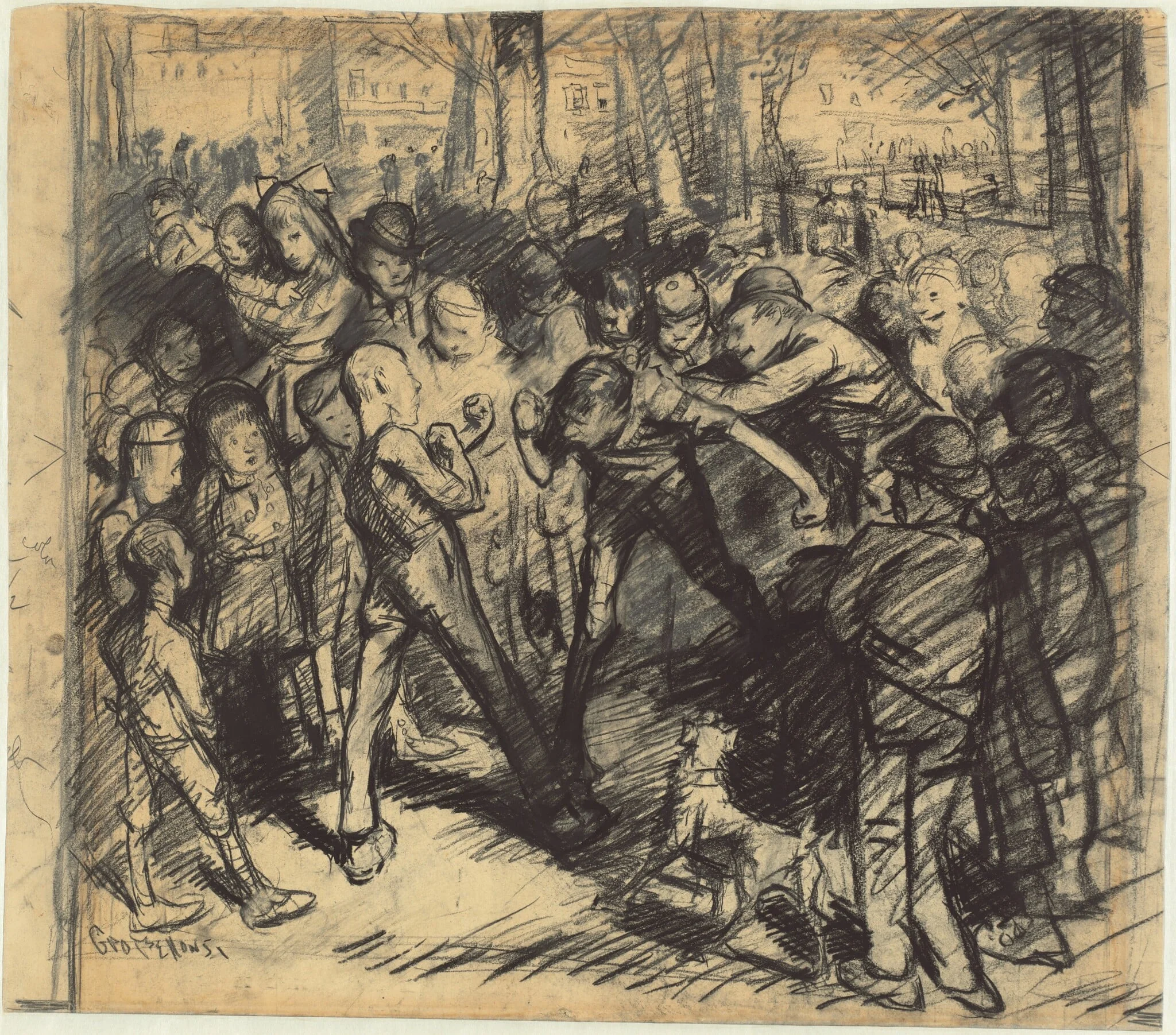 Street Fight [recto], detail