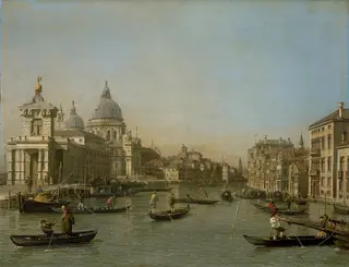 The Entrance to the Grand Canal at the Punta della Dogana and Santa Maria della Salute, by Canaletto, oil, 1730
