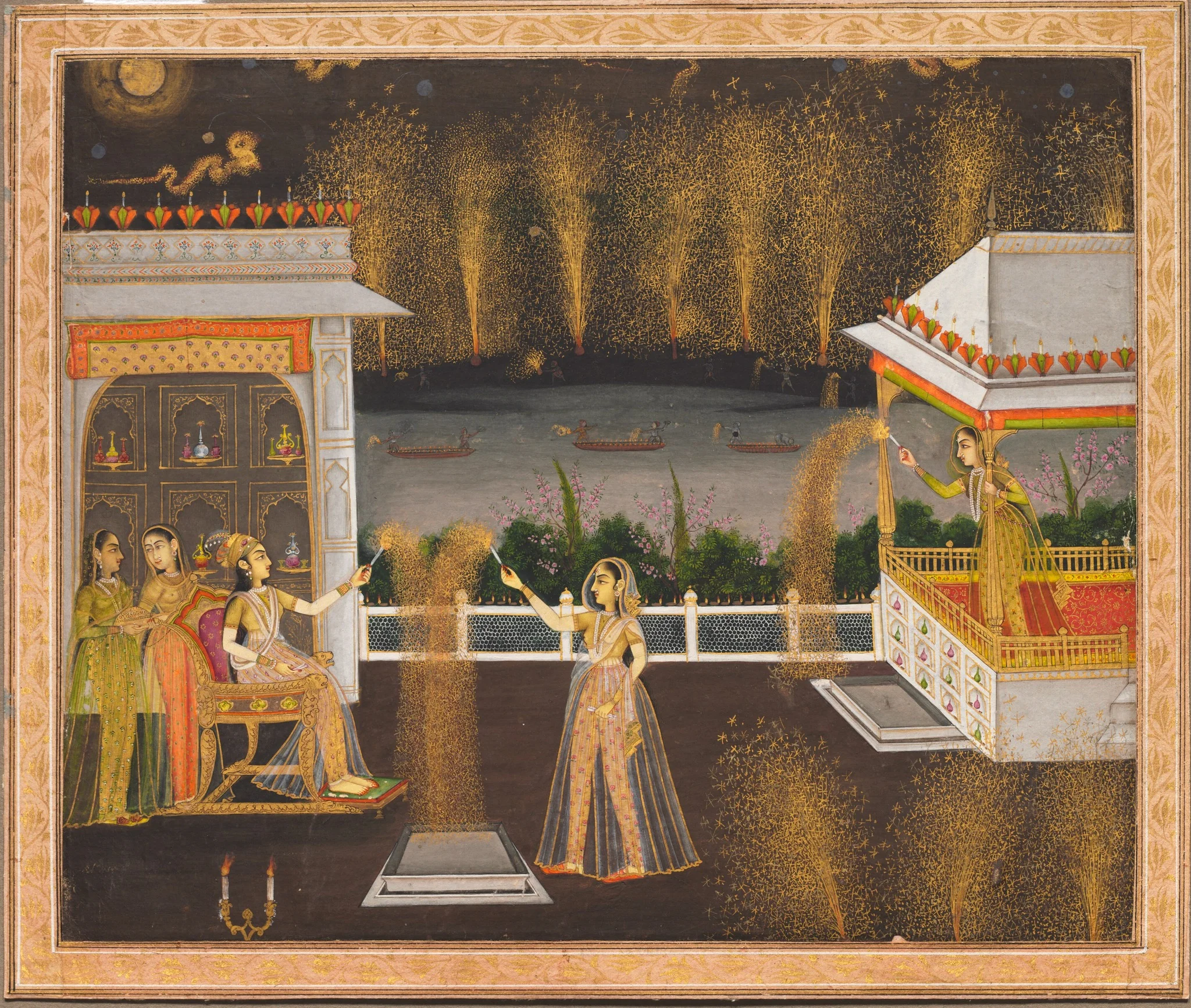 Royal Women Celebrating Diwali, detail