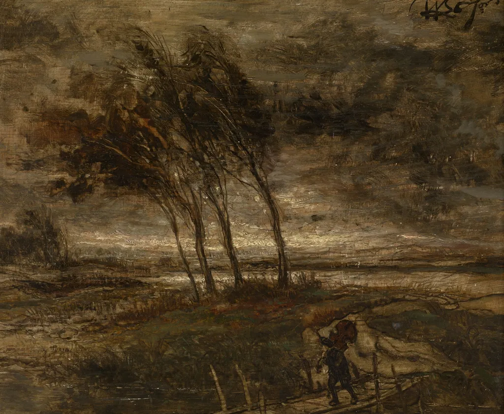 Storm Landscape, by Willem Linnig Junior, oil, 1875