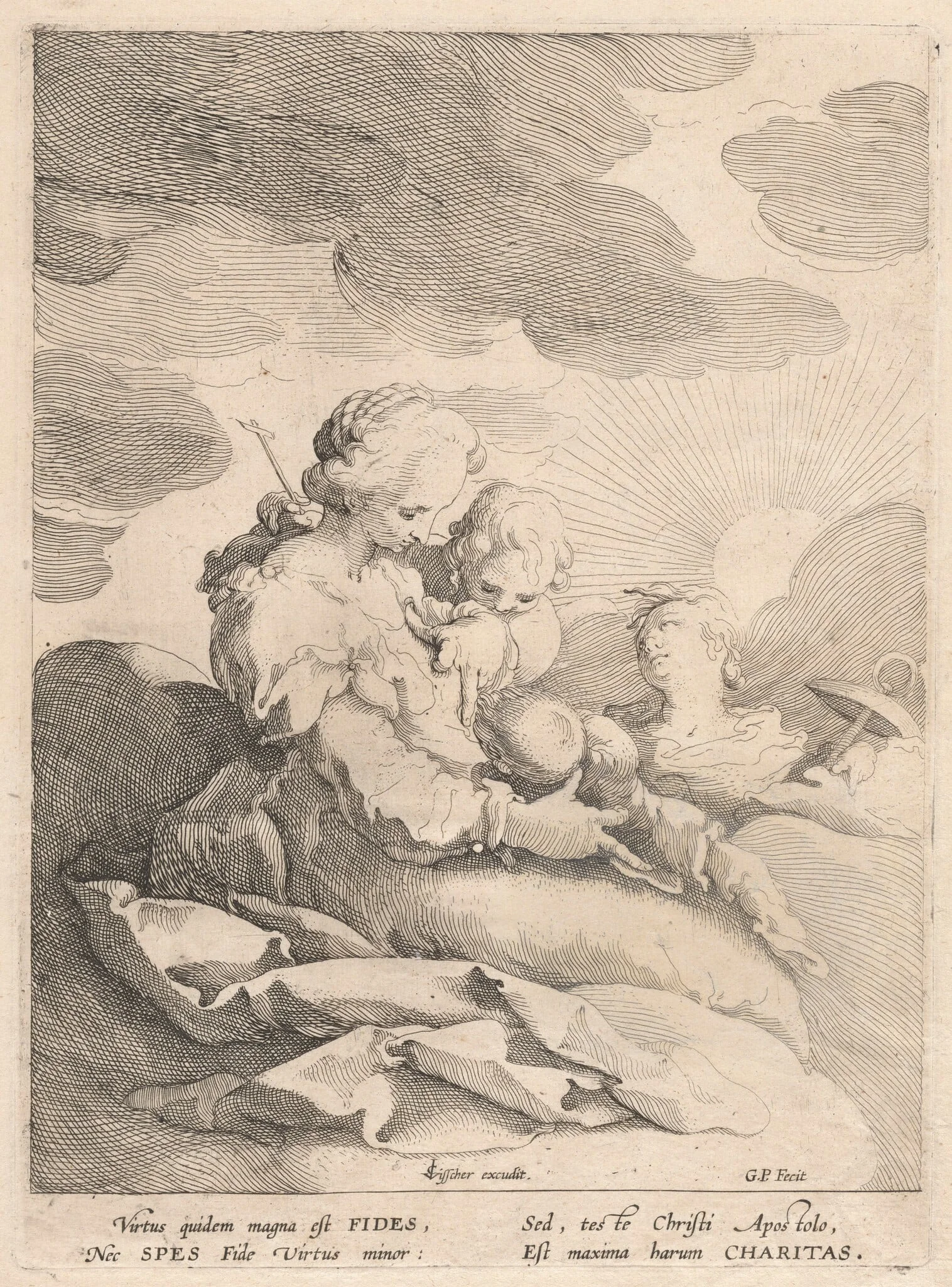 Charity with Faith and Hope, detail